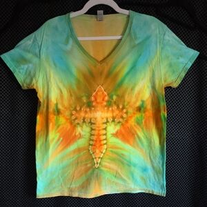 Vibrant Tie-Dye V-Neck T-Shirt